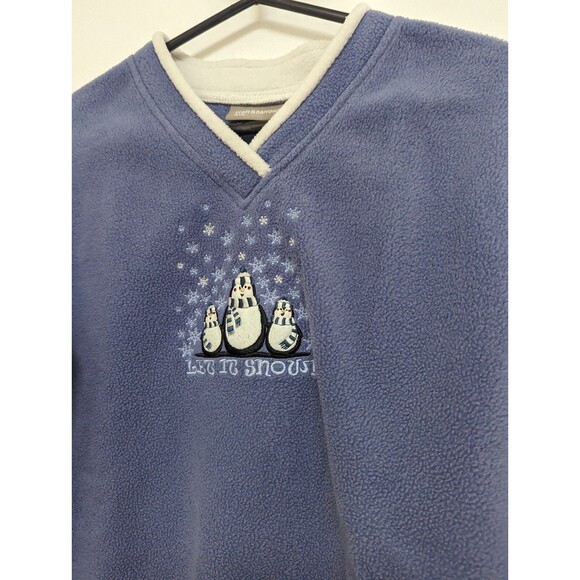 Croft & Barrow Long Sleeve Sweater Blue Christmas Let it Snow Penguin Size PL - Picture 2 of 13